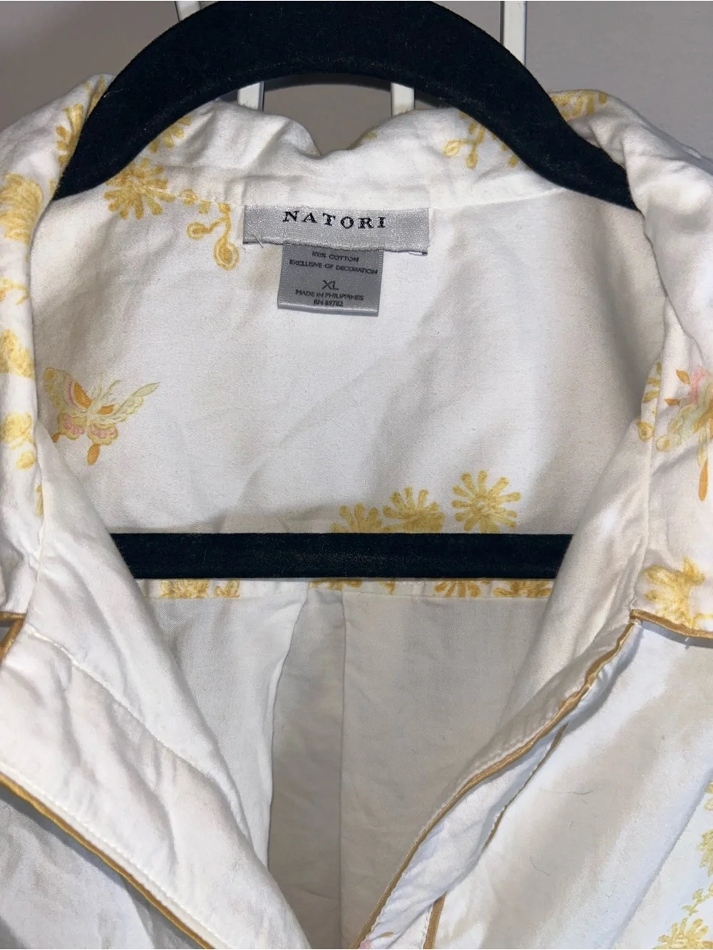 Natori Toile 100% Cotton Sateen Pajama Set White and Yellow - Picture 9 of 13